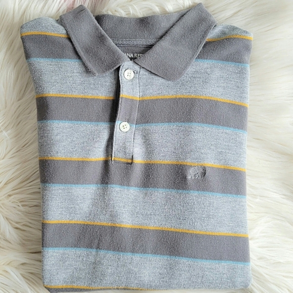 Banana Republic Other - Banana Republic Gray Striped Cotton Short Sleeve Polo Shirt Men's large